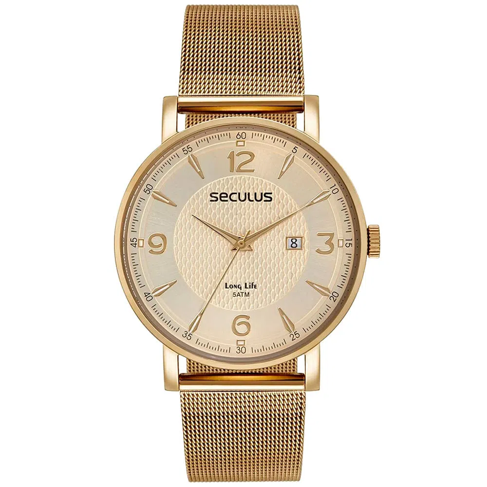 Relógio Masculino Long Life Seculus Dourado 77200GPSVDA2